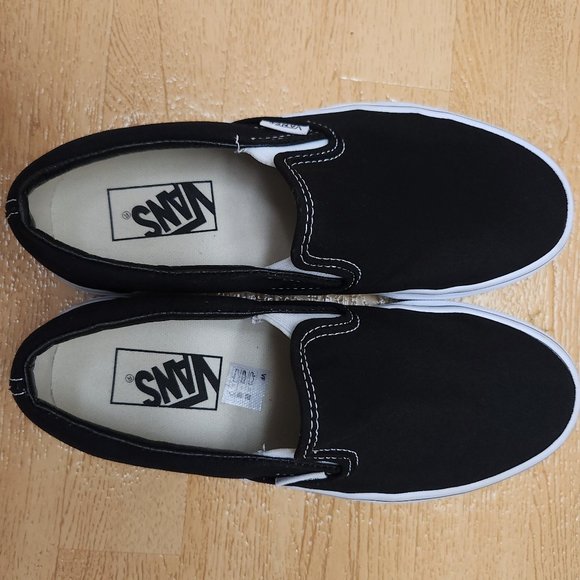 VANS Black/White Slip On Canvas Unisex Women's Size 6.5 / Men's Size 5 Like New - Picture 4 of 9